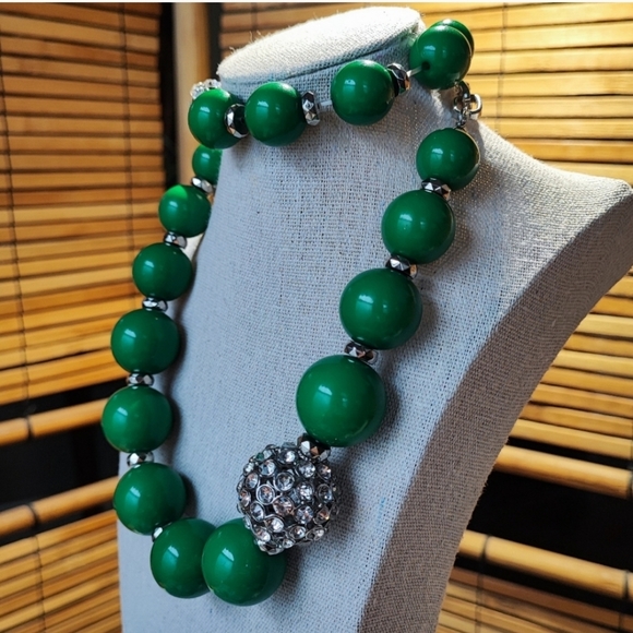 Stephan & Co Lipstick Red Acrylic Round Bead Bracelet and Necklace Rhinestones - Picture 10 of 10